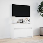 vidaXL Dulap TV cu LED, alb, 91x34x61 cm, lemn prelucrat
