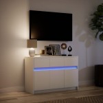 vidaXL Dulap TV cu LED, alb, 91x34x61 cm, lemn prelucrat