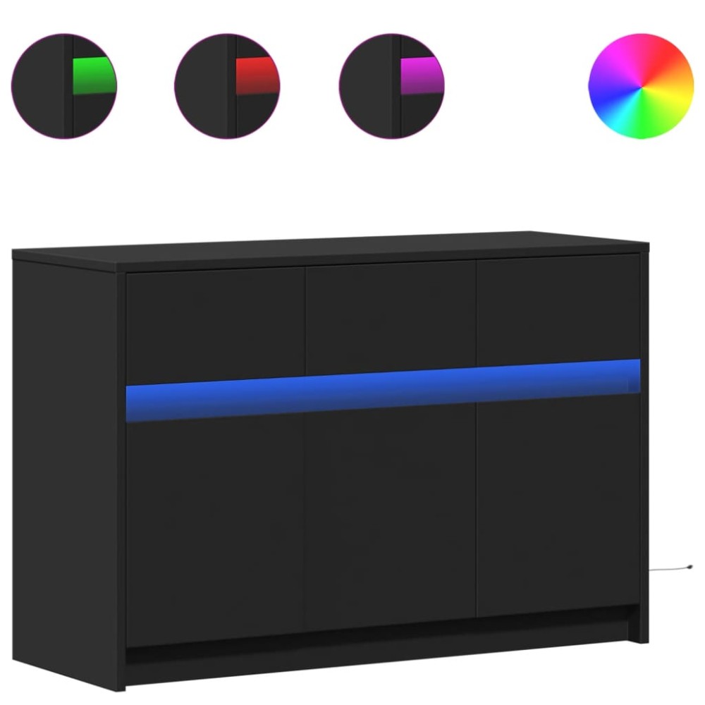 vidaXL Dulap TV cu LED, negru, 91x34x61 cm, lemn prelucrat