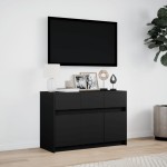 vidaXL Dulap TV cu LED, negru, 91x34x61 cm, lemn prelucrat