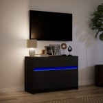 vidaXL Dulap TV cu LED, negru, 91x34x61 cm, lemn prelucrat