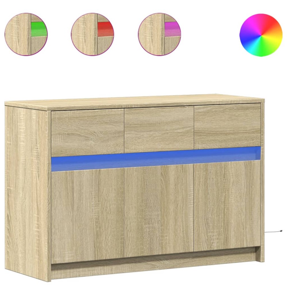 vidaXL Dulap TV cu LED, stejar sonoma, 91x34x61 cm, lemn prelucrat