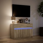 vidaXL Dulap TV cu LED, stejar sonoma, 91x34x61 cm, lemn prelucrat vidaXL Dulap TV cu LED, stejar sonoma, 91x34x61 cm, lemn prelucrat