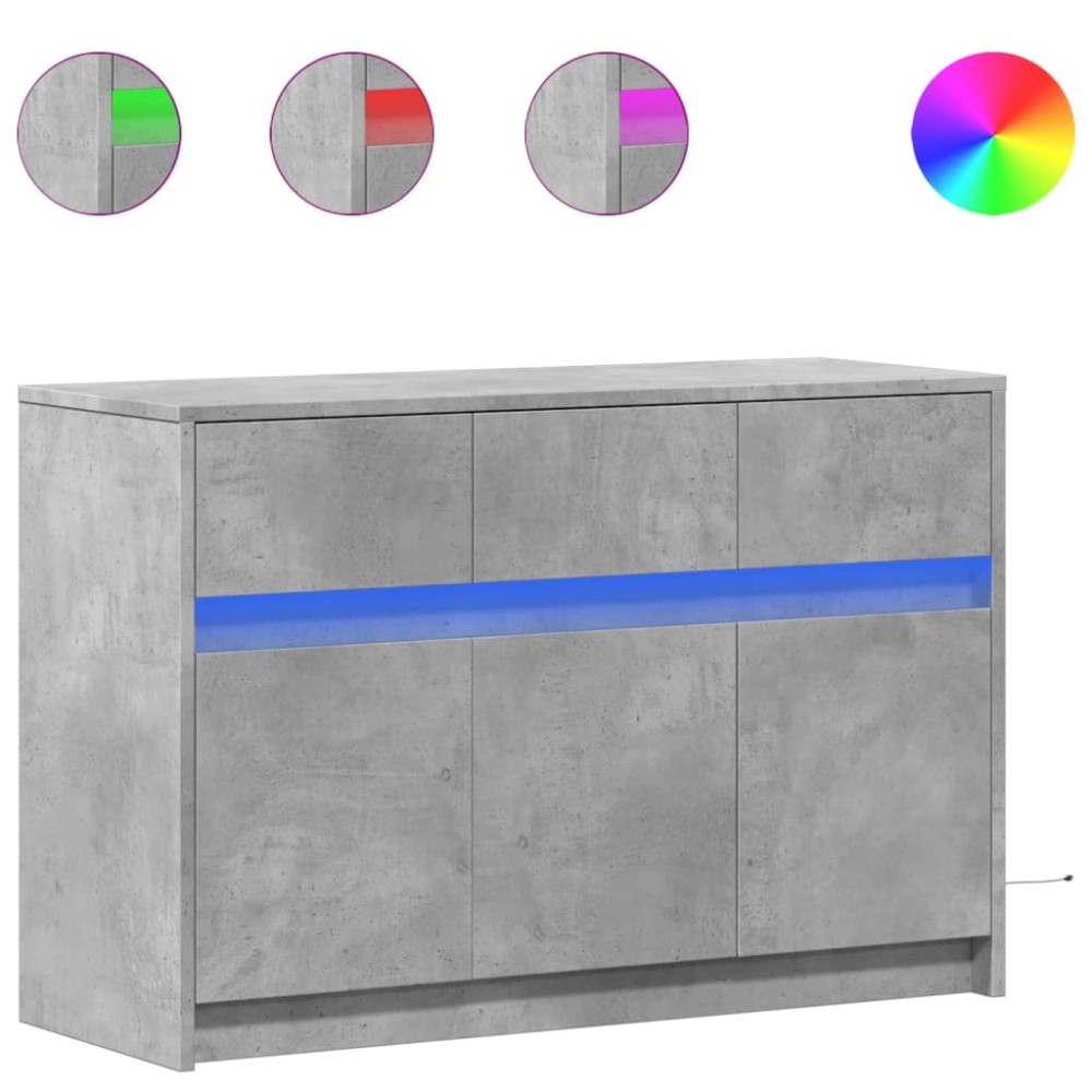 vidaXL Dulap TV cu LED, gri beton, 91x34x61 cm, lemn prelucrat