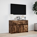 vidaXL Dulap TV cu LED, stejar fumuriu, 91x34x61 cm, lemn prelucrat