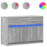 vidaXL Dulap TV cu LED, gri sonoma, 91x34x61 cm, lemn prelucrat