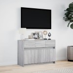 vidaXL Dulap TV cu LED, gri sonoma, 91x34x61 cm, lemn prelucrat