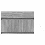 vidaXL Dulap TV cu LED, gri sonoma, 91x34x61 cm, lemn prelucrat