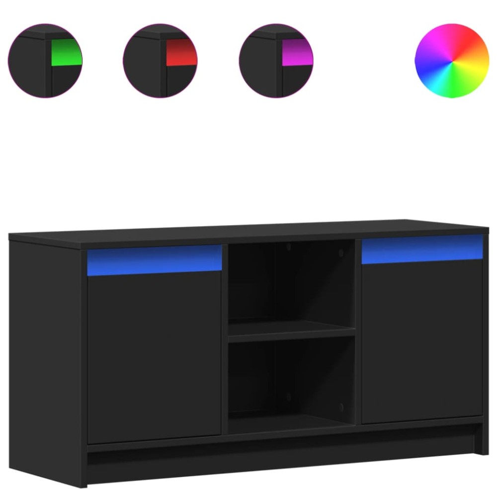 vidaXL Dulap TV cu LED, negru, 100x34x50 cm, lemn prelucrat