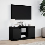 vidaXL Dulap TV cu LED, negru, 100x34x50 cm, lemn prelucrat