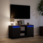 vidaXL Dulap TV cu LED, negru, 100x34x50 cm, lemn prelucrat