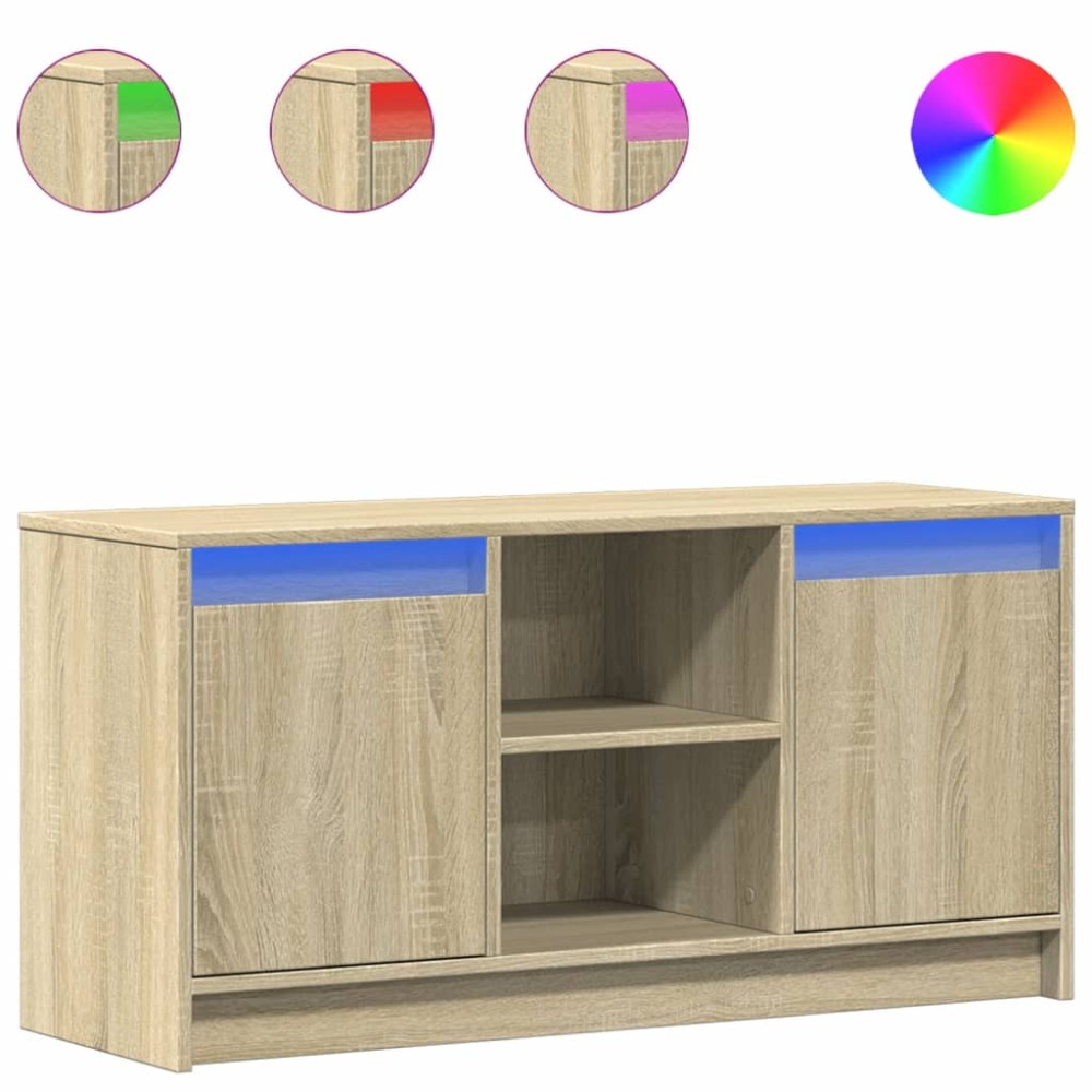 vidaXL Dulap TV cu LED, stejar sonoma, 100x34x50 cm, lemn prelucrat