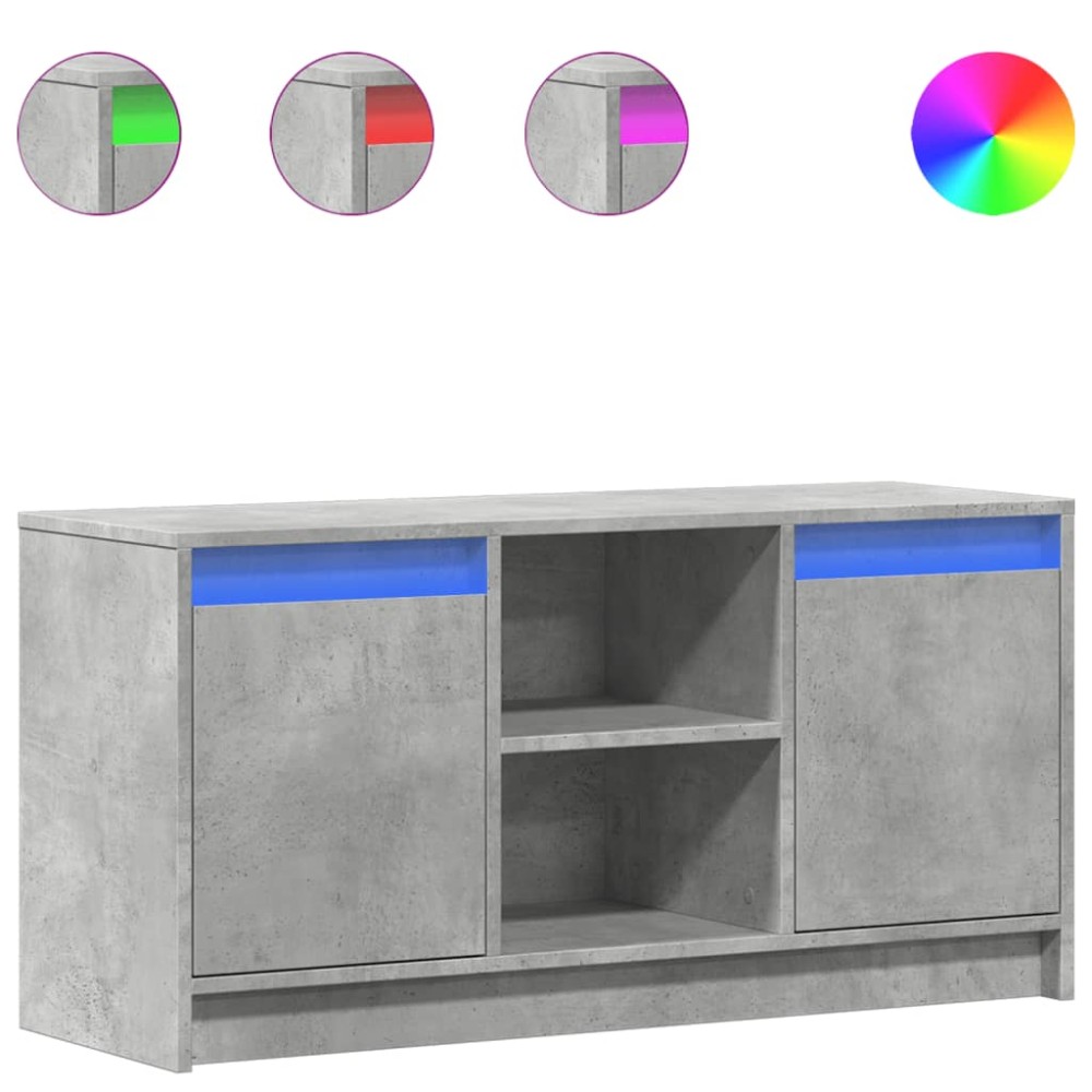 vidaXL Dulap TV cu LED, gri beton, 100x34x50 cm, lemn prelucrat