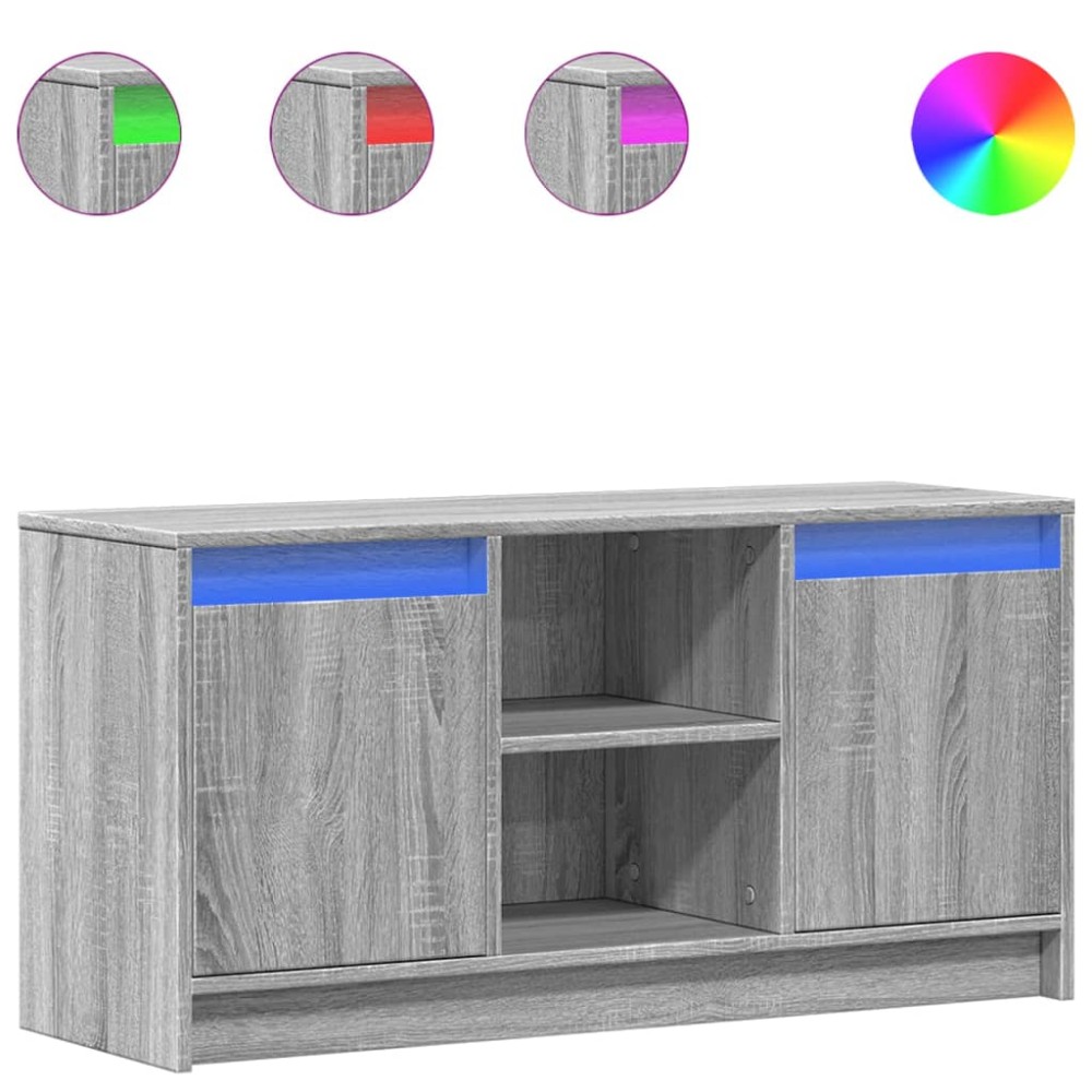 vidaXL Dulap TV cu LED, gri sonoma, 100x34x50 cm, lemn prelucrat