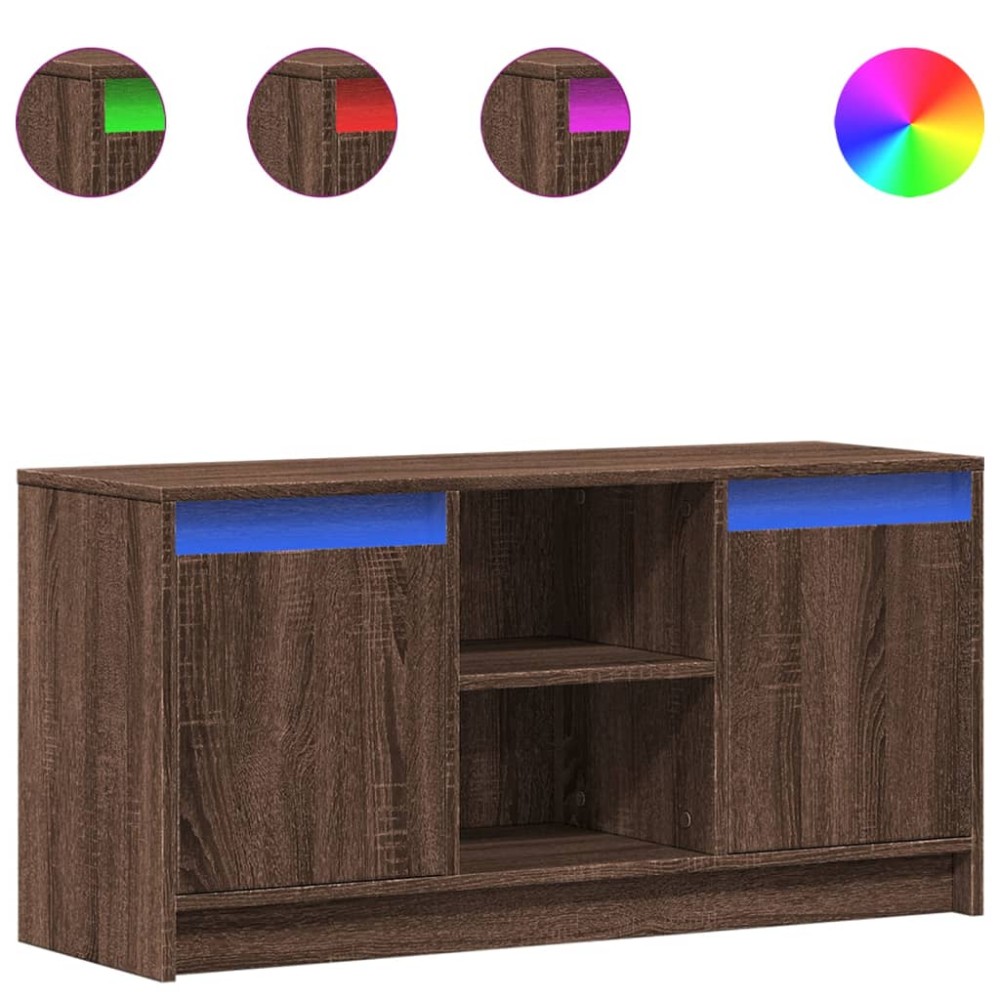 vidaXL Dulap TV cu LED, stejar maro, 100x34x50 cm, lemn prelucrat