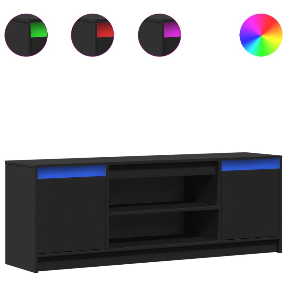 vidaXL Dulap TV cu LED, negru, 139,5x34x50 cm, lemn prelucrat
