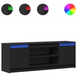 vidaXL Dulap TV cu LED, negru, 139,5x34x50 cm, lemn prelucrat