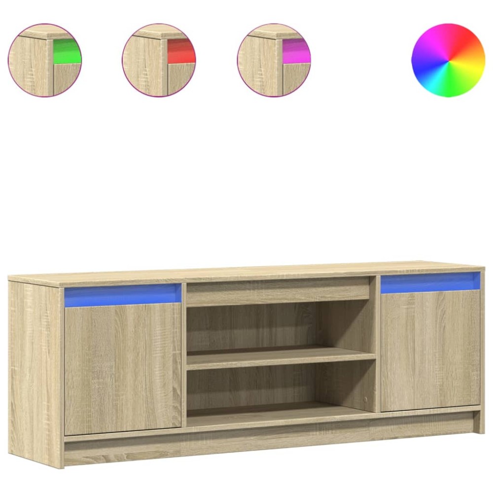 vidaXL Dulap TV cu LED, stejar sonoma, 139,5x34x50 cm, lemn prelucrat
