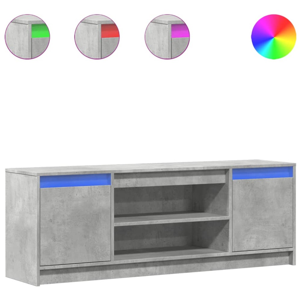vidaXL Dulap TV cu LED, gri beton, 139,5x34x50 cm, lemn prelucrat