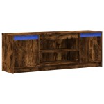 vidaXL Dulap TV cu LED, stejar fumuriu, 139,5x34x50 cm, lemn prelucrat