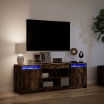 vidaXL Dulap TV cu LED, stejar fumuriu, 139,5x34x50 cm, lemn prelucrat