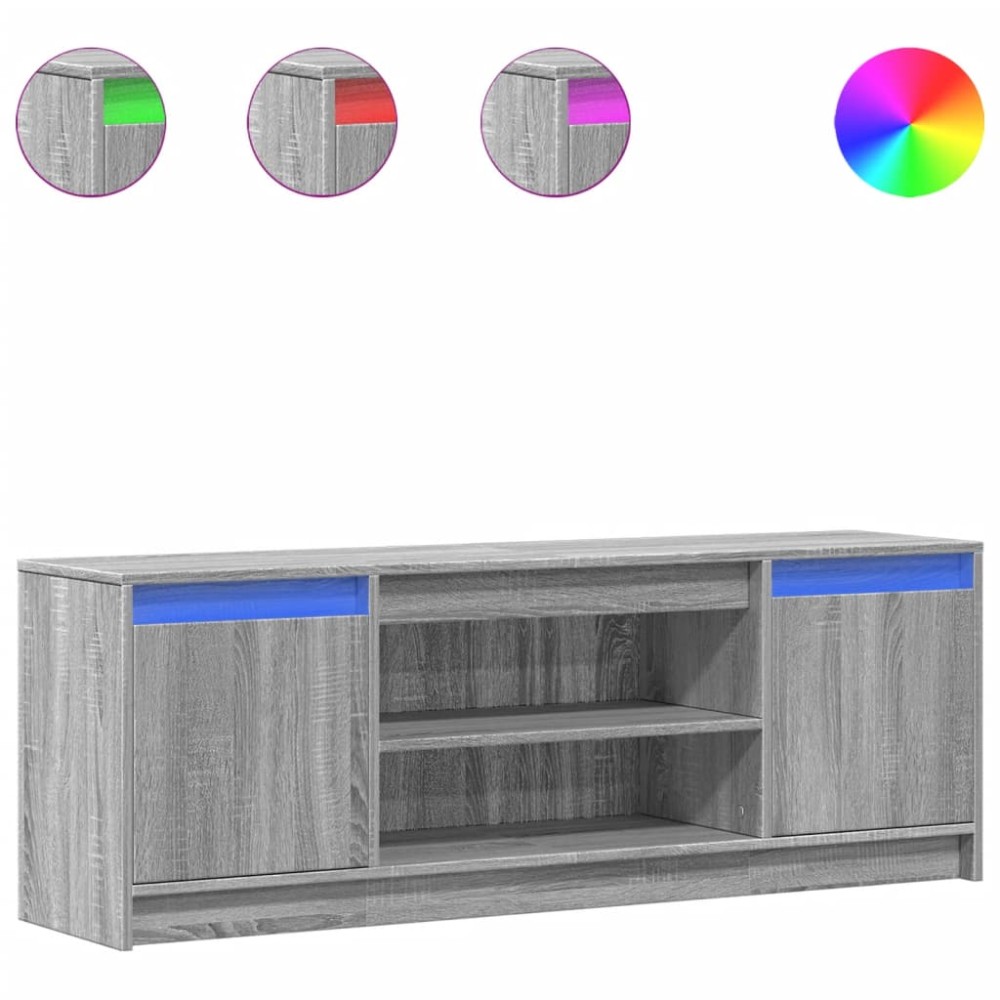 vidaXL Dulap TV cu LED, gri sonoma, 139,5x34x50 cm, lemn prelucrat