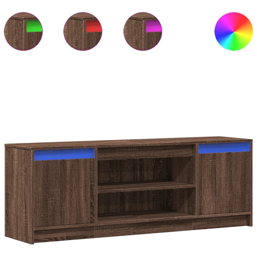 vidaXL Dulap TV cu LED, stejar maro, 139,5x34x50 cm, lemn prelucrat
