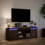 vidaXL Dulap TV cu LED, stejar maro, 139,5x34x50 cm, lemn prelucrat