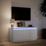 vidaXL Dulap TV cu LED, alb, 100x34x50 cm, lemn prelucrat