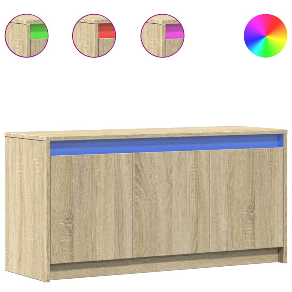 vidaXL Dulap TV cu LED, stejar sonoma, 100x34x50 cm, lemn prelucrat