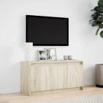 vidaXL Dulap TV cu LED, stejar sonoma, 100x34x50 cm, lemn prelucrat vidaXL Dulap TV cu LED, stejar sonoma, 100x34x50 cm, lemn prelucrat