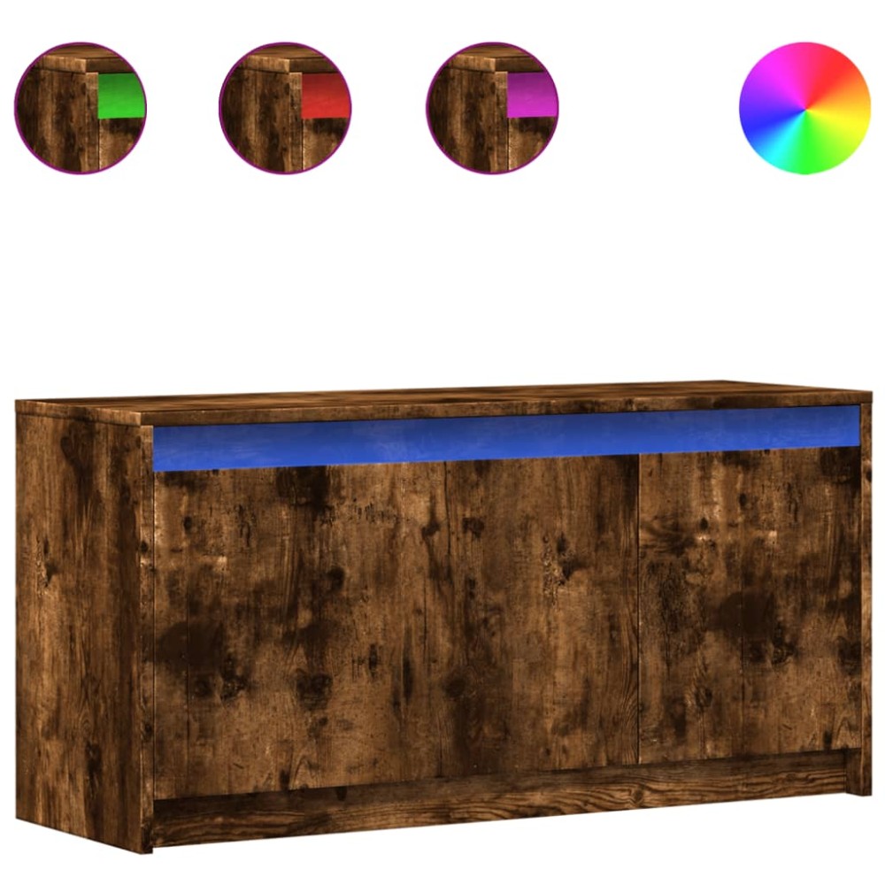 vidaXL Dulap TV cu LED, stejar fumuriu, 100x34x50 cm, lemn prelucrat