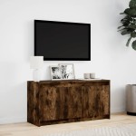 vidaXL Dulap TV cu LED, stejar fumuriu, 100x34x50 cm, lemn prelucrat
