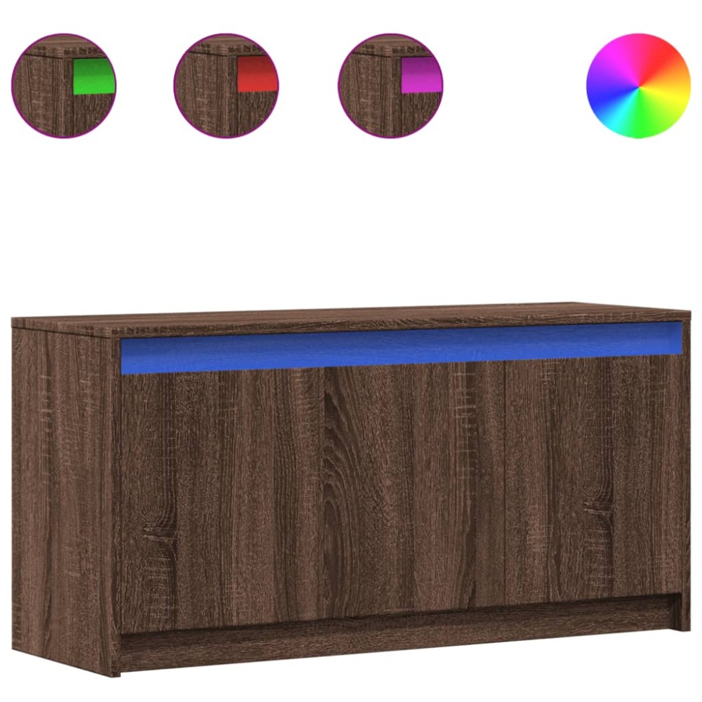 vidaXL Dulap TV cu LED, stejar maro, 100x34x50 cm, lemn prelucrat
