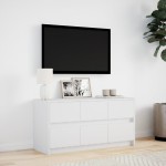 vidaXL Dulap TV cu LED, alb, 100x34x50 cm, lemn prelucrat