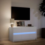 vidaXL Dulap TV cu LED, alb, 100x34x50 cm, lemn prelucrat