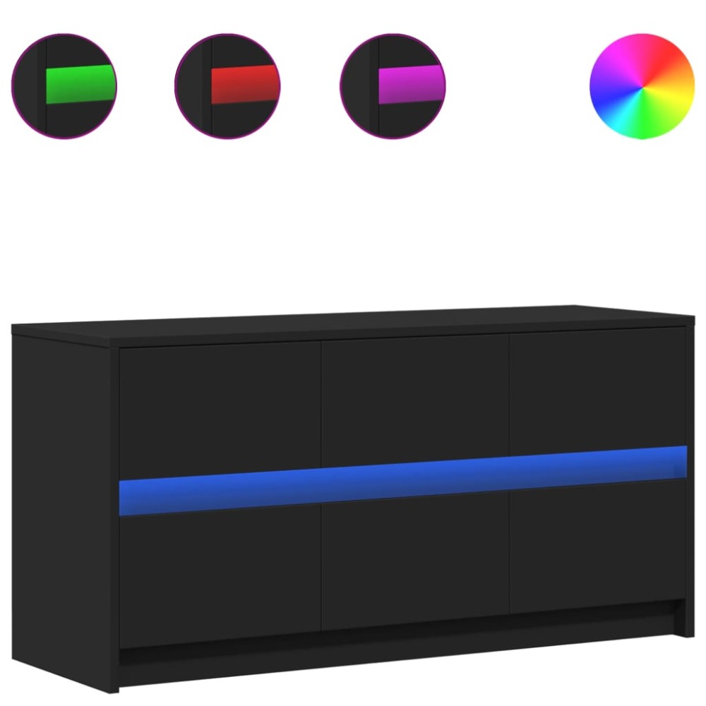 vidaXL Dulap TV cu LED, negru, 100x34x50 cm, lemn prelucrat