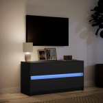 vidaXL Dulap TV cu LED, negru, 100x34x50 cm, lemn prelucrat