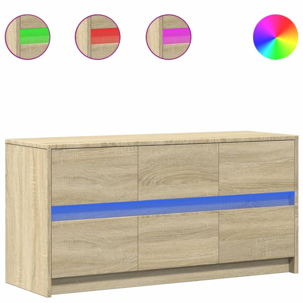 vidaXL Dulap TV cu LED, stejar sonoma, 100x34x50 cm, lemn prelucrat