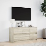vidaXL Dulap TV cu LED, stejar sonoma, 100x34x50 cm, lemn prelucrat