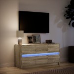 vidaXL Dulap TV cu LED, stejar sonoma, 100x34x50 cm, lemn prelucrat