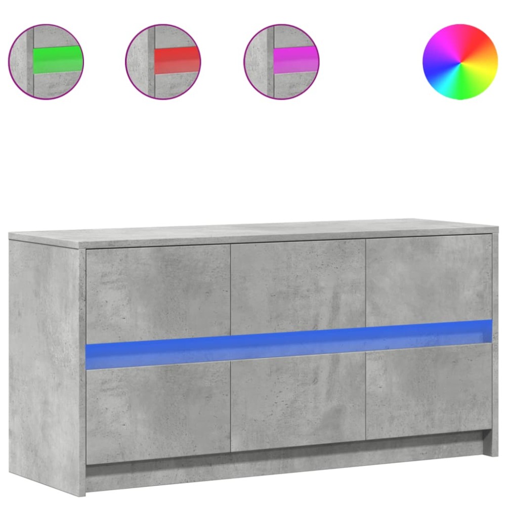 vidaXL Dulap TV cu LED, gri beton, 100x34x50 cm, lemn prelucrat