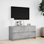 vidaXL Dulap TV cu LED, gri beton, 100x34x50 cm, lemn prelucrat
