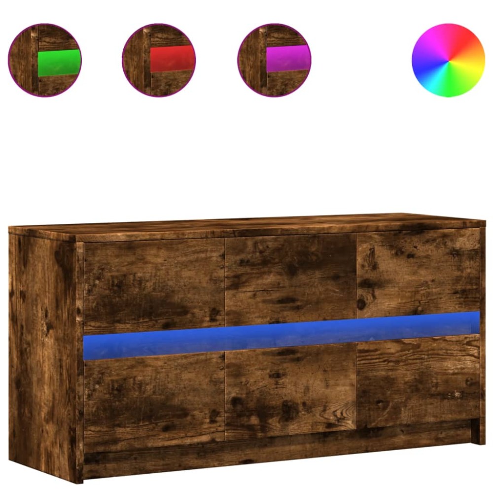 vidaXL Dulap TV cu LED, stejar fumuriu, 100x34x50 cm, lemn prelucrat