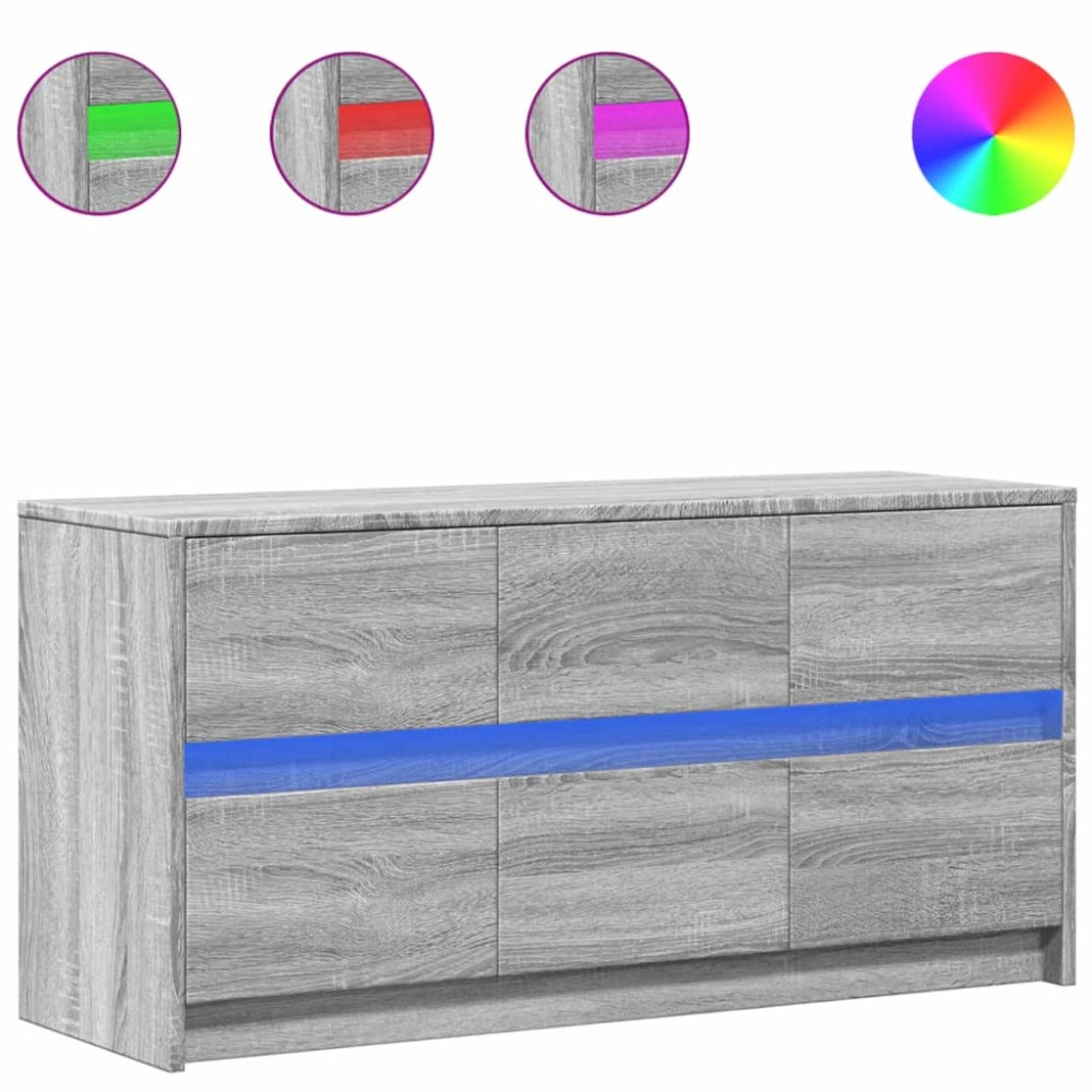 vidaXL Dulap TV cu LED, gri sonoma, 100x34x50 cm, lemn prelucrat