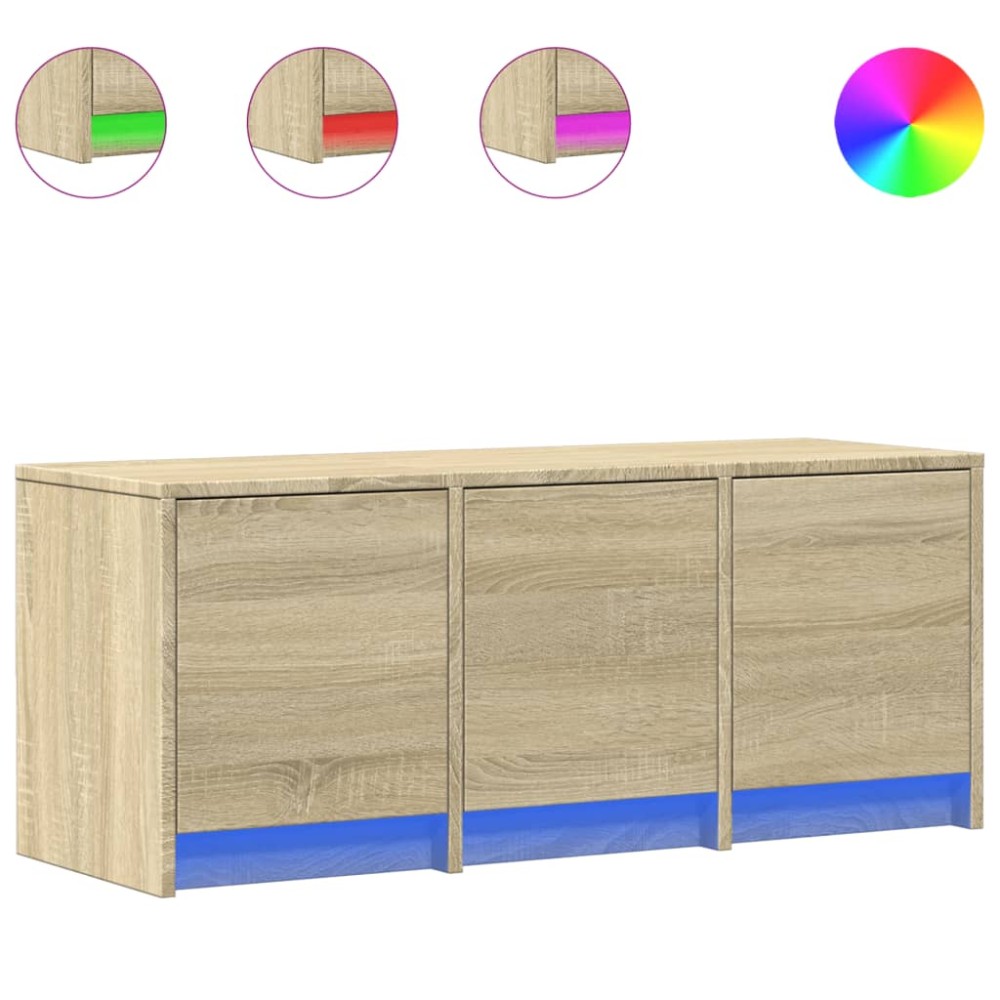 vidaXL Dulap TV cu LED, stejar sonoma, 97x34x40 cm, lemn prelucrat