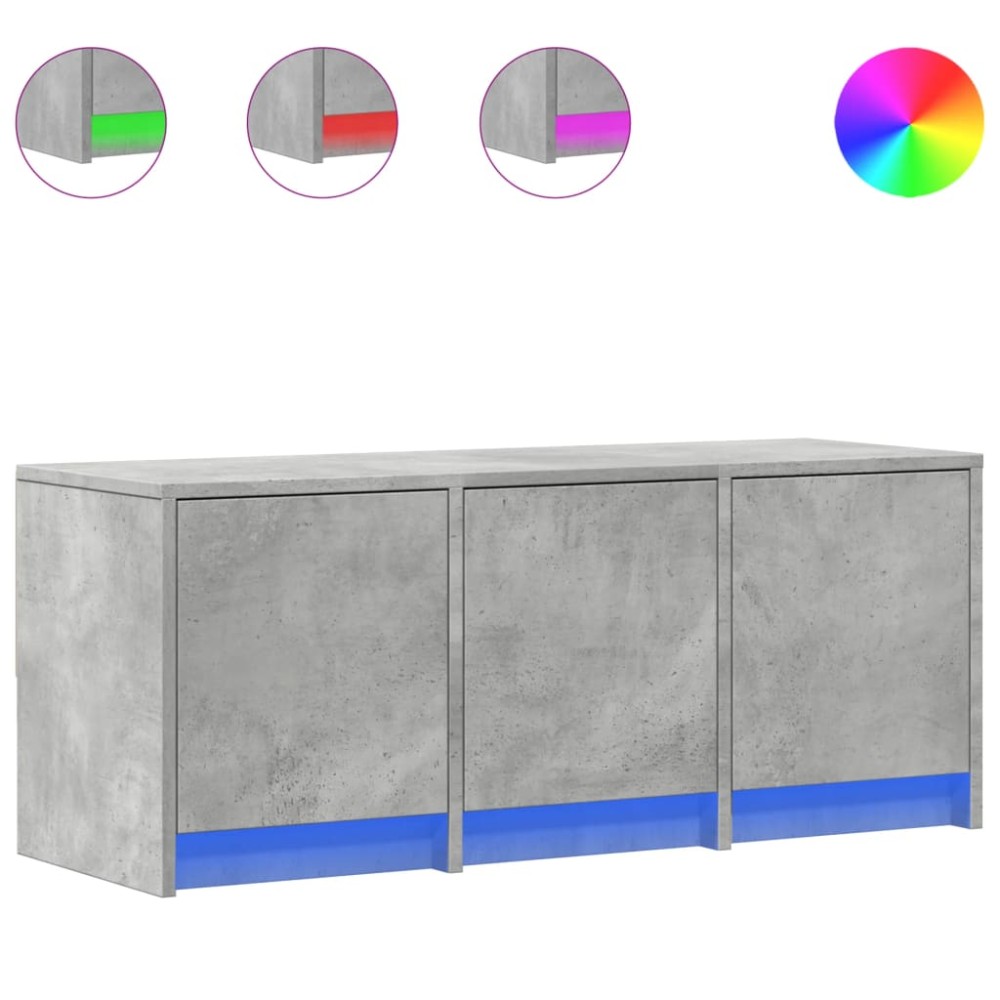 vidaXL Dulap TV cu LED, gri beton, 97x34x40 cm, lemn prelucrat