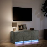 vidaXL Dulap TV cu LED, gri beton, 97x34x40 cm, lemn prelucrat