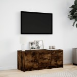 vidaXL Dulap TV cu LED, stejar fumuriu, 97x34x40 cm, lemn prelucrat