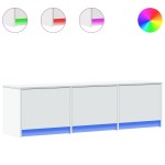 vidaXL Comodă TV cu LED, alb, 140x34x40 cm, lemn prelucrat vidaXL Comodă TV cu LED, alb, 140x34x40 cm, lemn prelucrat